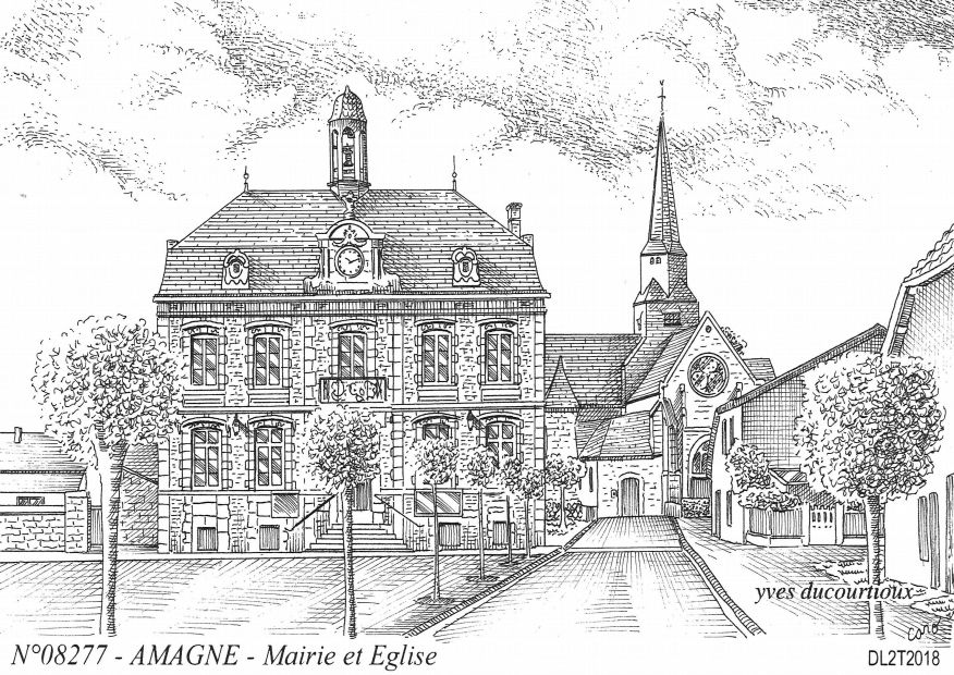 Cartes postales AMAGNE - mairie et glise