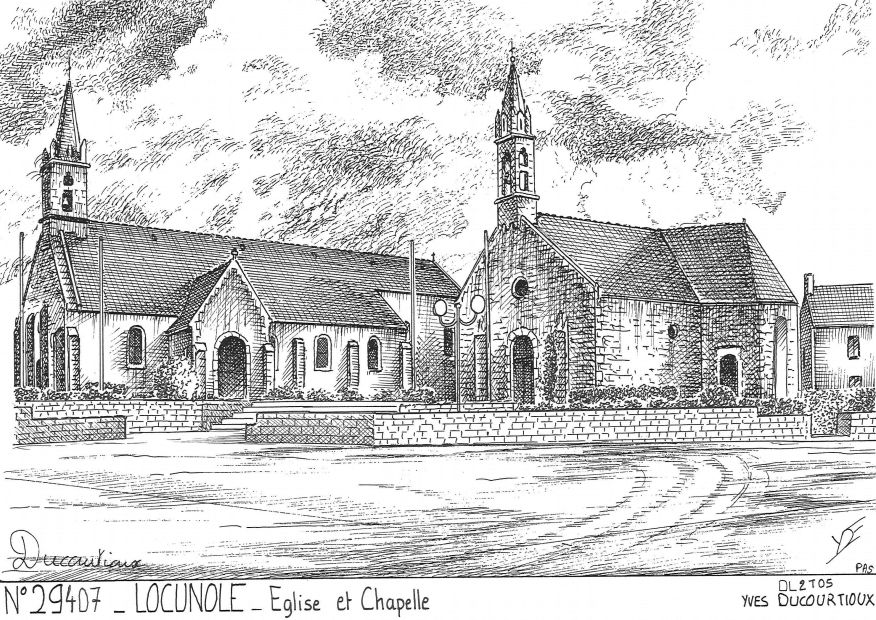 Cartes postales LOCUNOLE - glise et chapelle