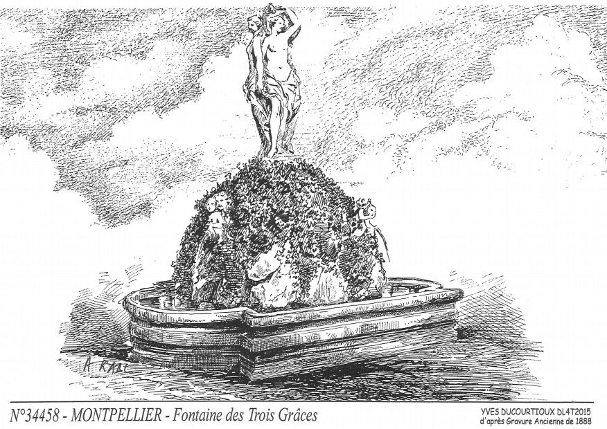 Souvenirs MONTPELLIER - fontaine des trois grces