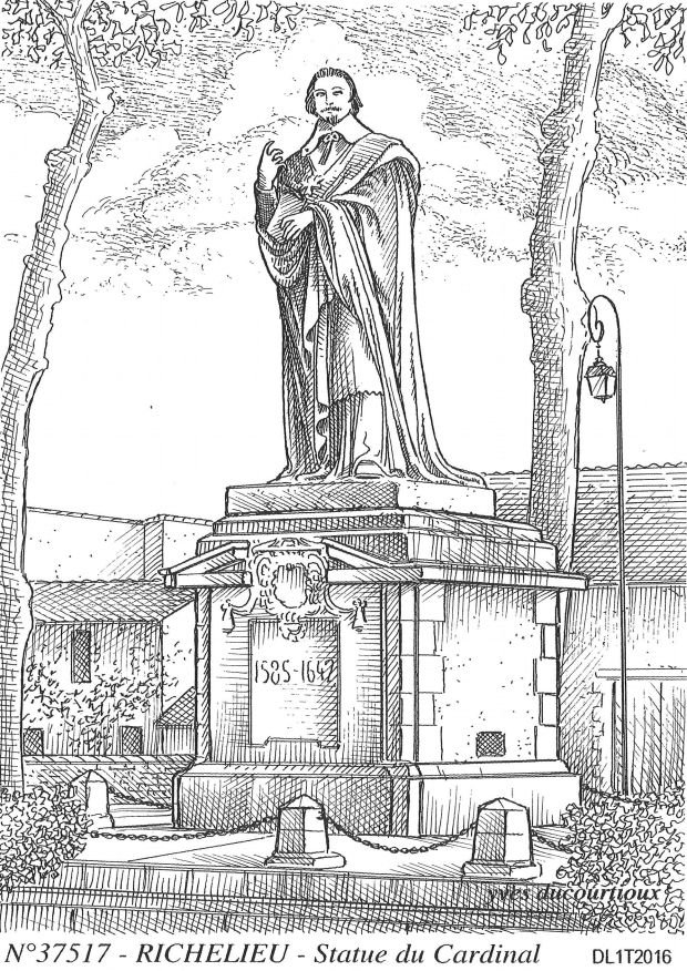 Cartes postales RICHELIEU - statue du cardinal