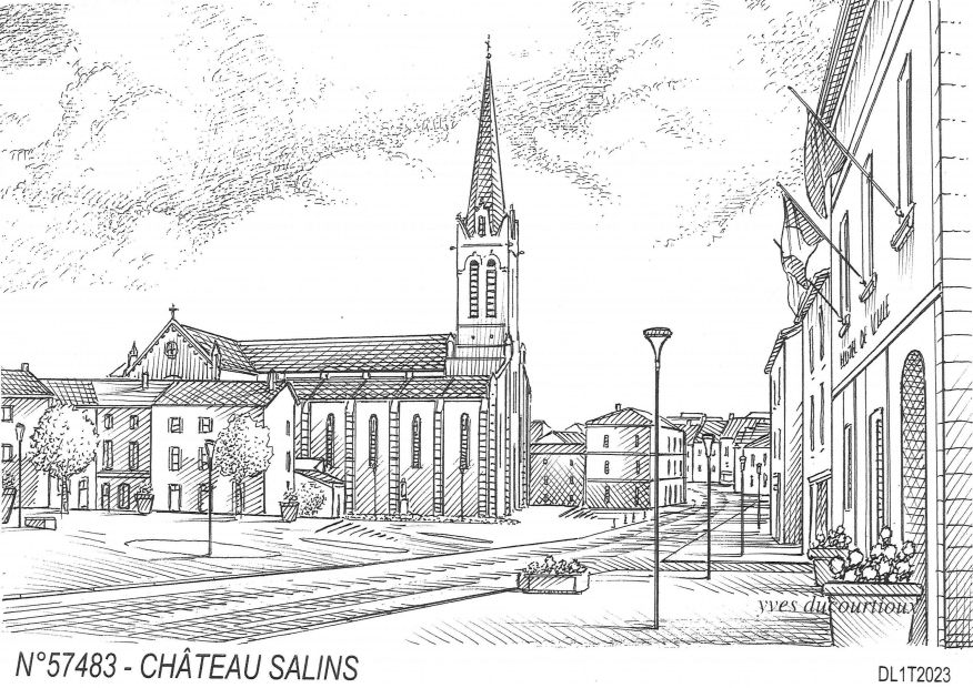 Cartes postales CHATEAU SALINS - glise et htel de ville