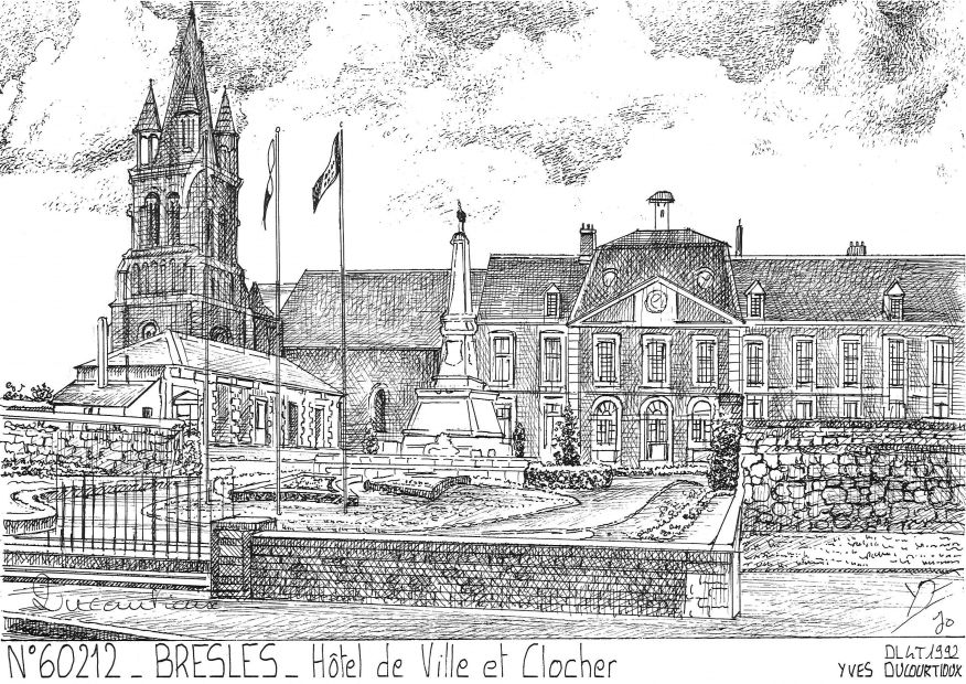 Cartes postales BRESLES - htel de ville et clocher