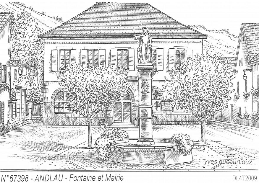 Cartes postales ANDLAU - fontaine et mairie