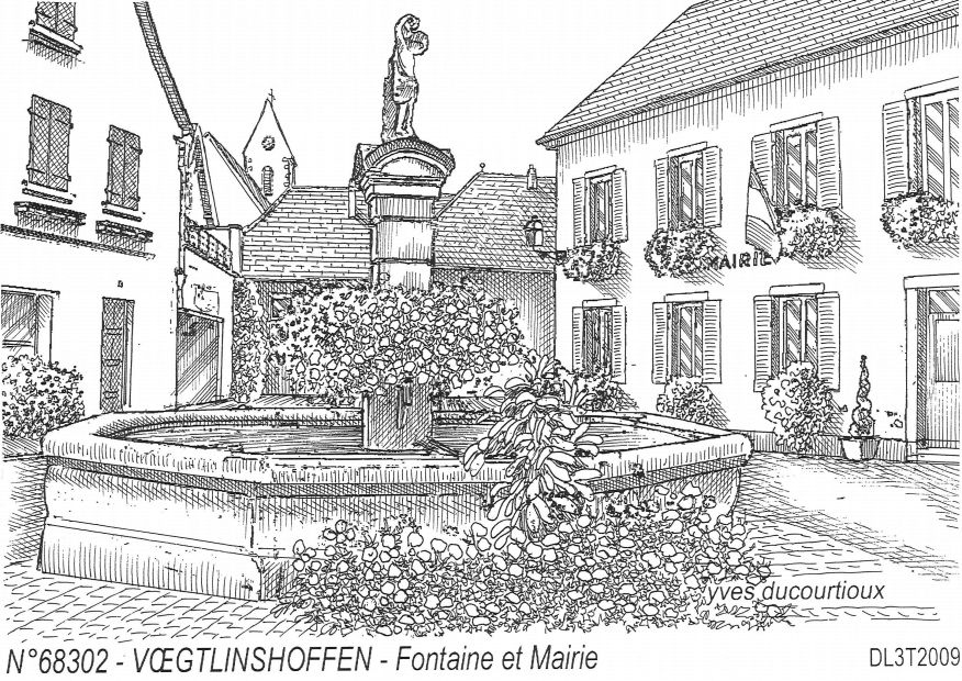 Cartes postales VOEGTLINSHOFFEN - fontaine et mairie