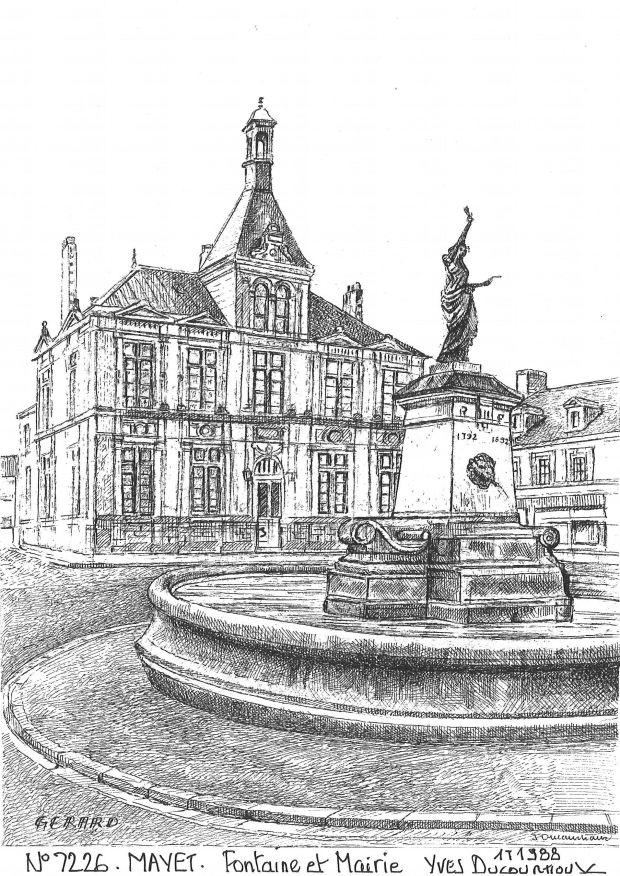 Souvenirs MAYET - fontaine et mairie