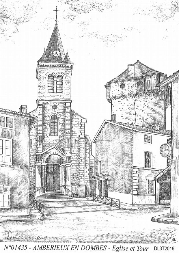 N 01435 - AMBERIEUX EN DOMBES - glise et tour