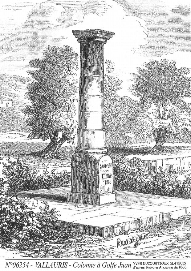 N 06254 - VALLAURIS - colonne à golfe juan (d'aprs gravure ancienne)