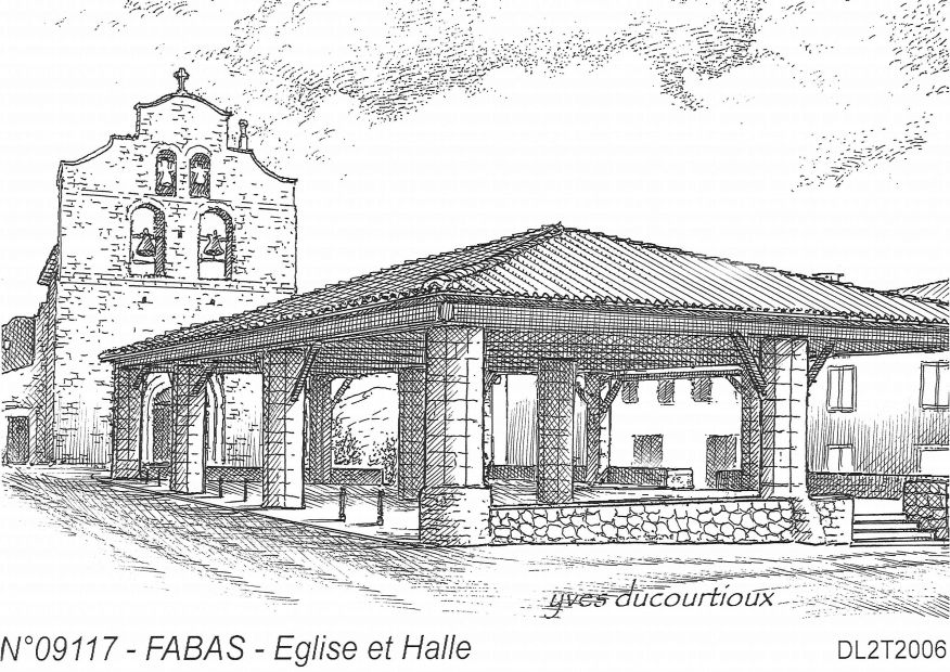 N 09117 - FABAS - église et halle