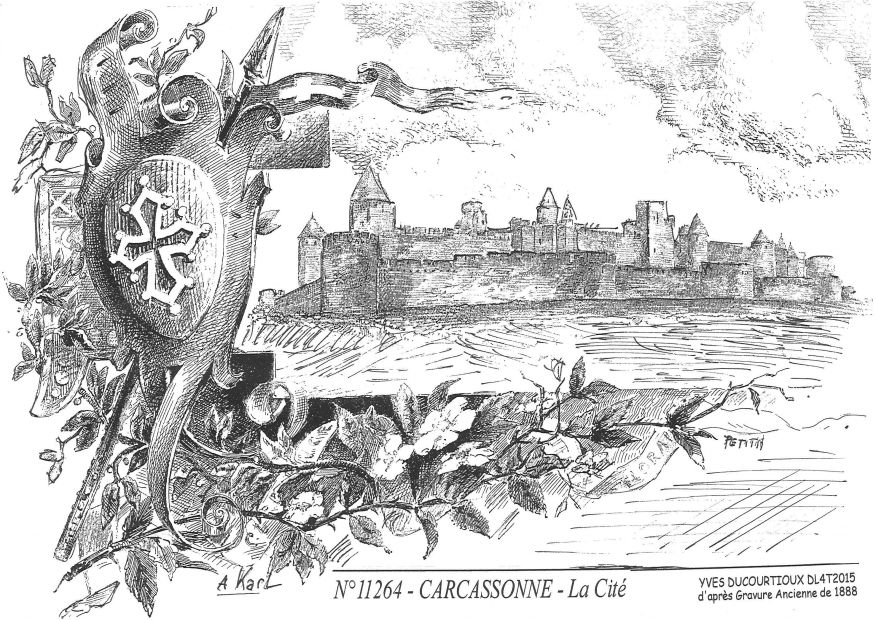 N 11264 - CARCASSONNE - la cité (d'aprs gravure ancienne)