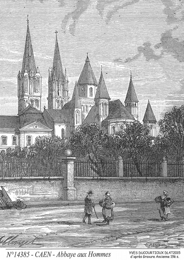N 14385 - CAEN - abbaye aux hommes (d'aprs gravure ancienne)