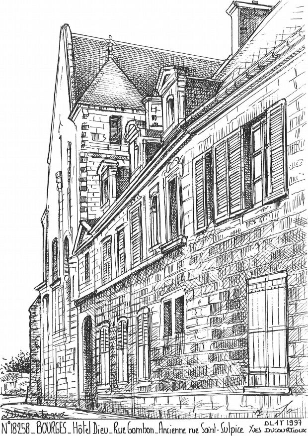 N 18258 - BOURGES - hôtel dieu rue gambon ancienne