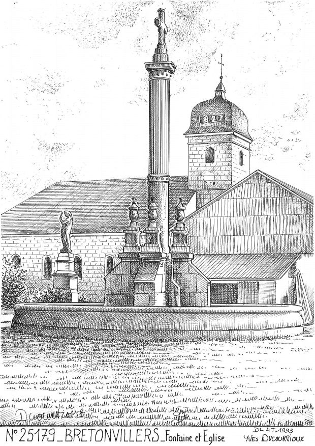 N 25179 - BRETONVILLERS - fontaine et église