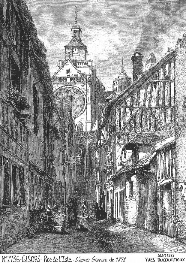 N 27036 - GISORS - rue de l isle (d'aprs gravure ancienne)