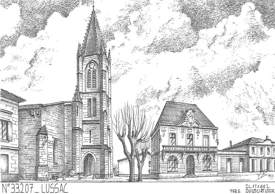 N 33207 - LUSSAC - église et mairie