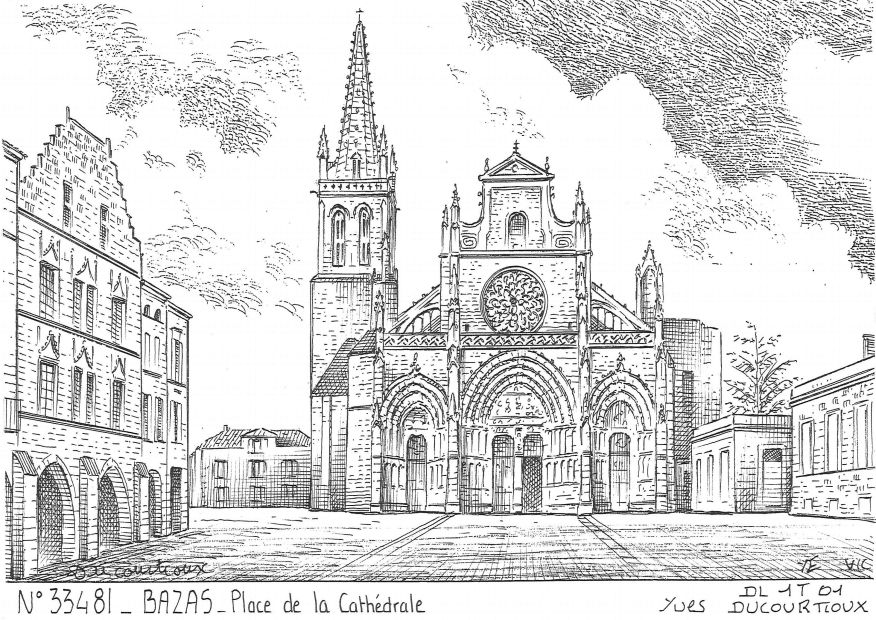 N 33481 - BAZAS - place de la cathédrale