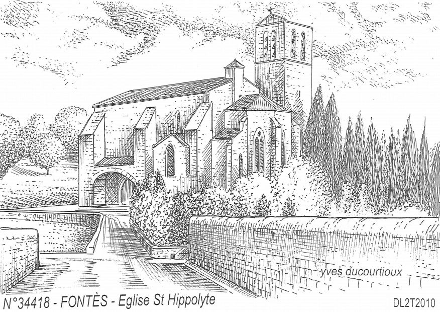 N 34418 - FONTES - église st hippolyte