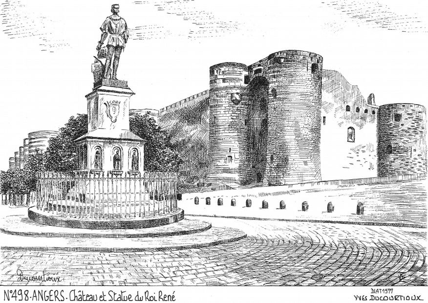 N 49008 - ANGERS - ch�teau et statue du roi ren�