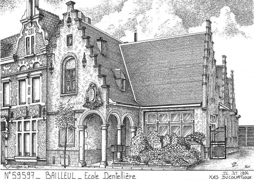 N 59597 - BAILLEUL - école dentellière