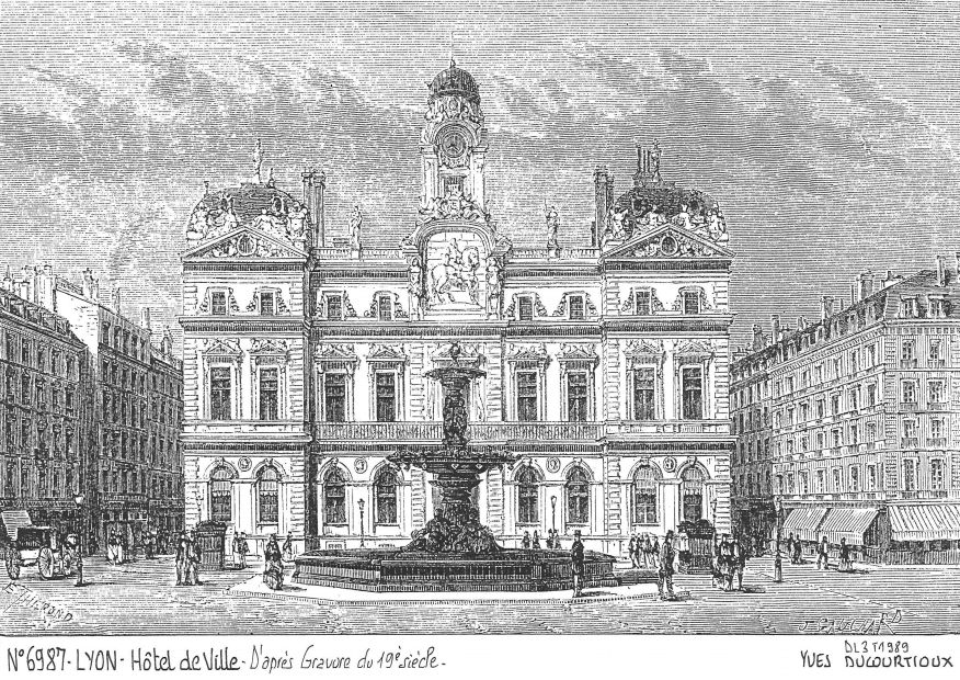 N 69087 - LYON - hôtel de ville (d'aprs gravure ancienne)