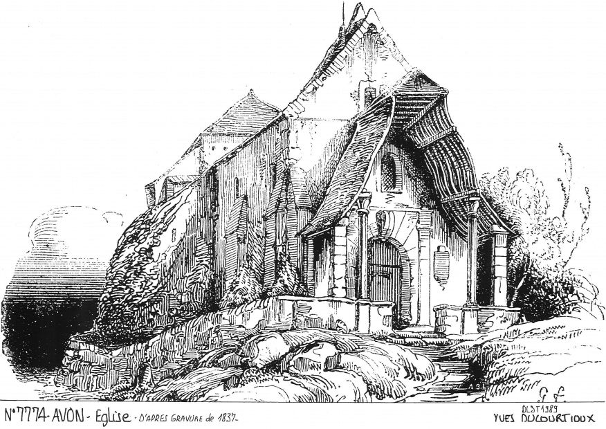 N 77074 - AVON - église (d'aprs gravure ancienne)