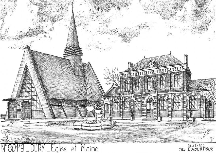 N 80119 - DURY - église et mairie