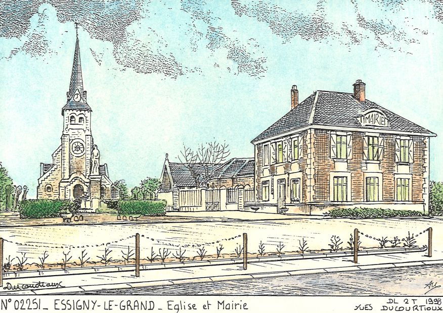 N 02251 - ESSIGNY LE GRAND - église et mairie