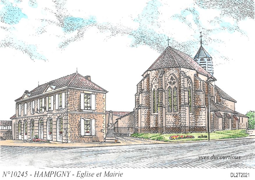 N 10245 - HAMPIGNY - église et mairie