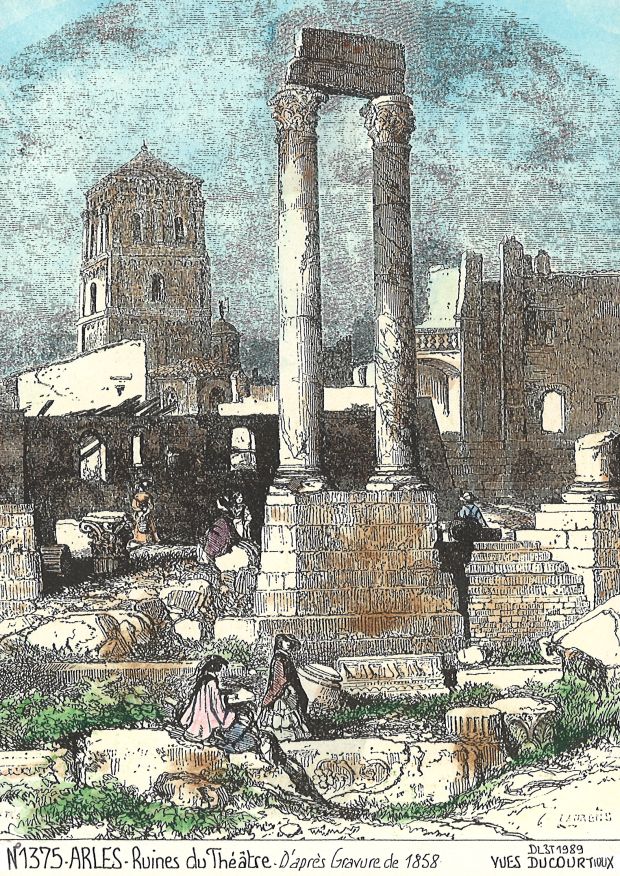 N 13075 - ARLES - ruines du théâtre (d'aprs gravure ancienne)