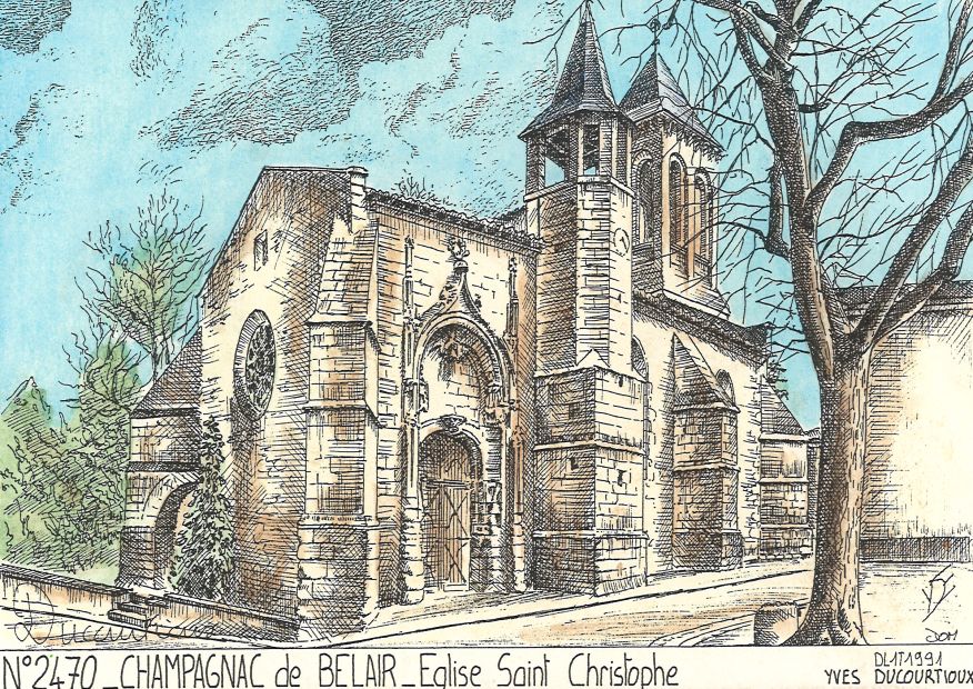 N 24070 - CHAMPAGNAC DE BELAIR - église st christophe