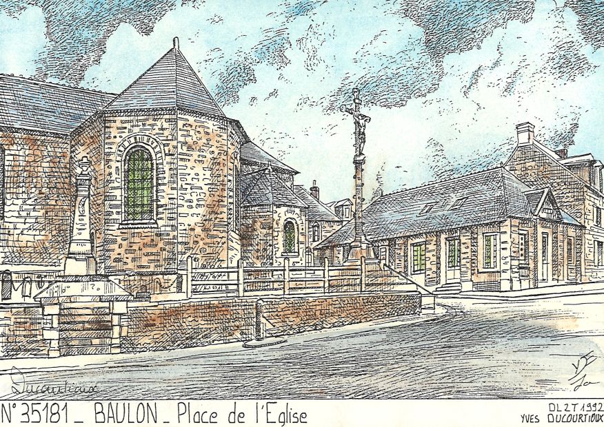 N 35181 - BAULON - place de l église