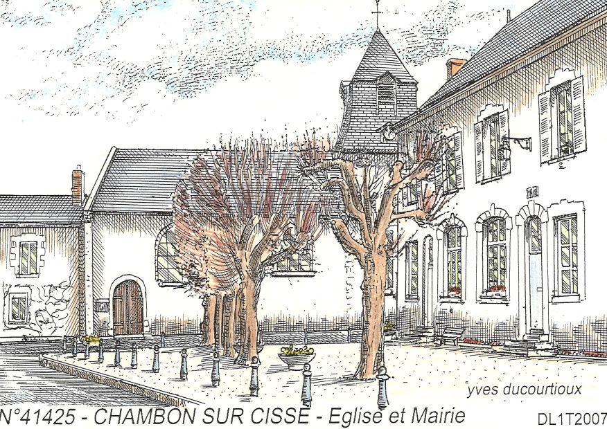 N 41425 - CHAMBON SUR CISSE - église et mairie