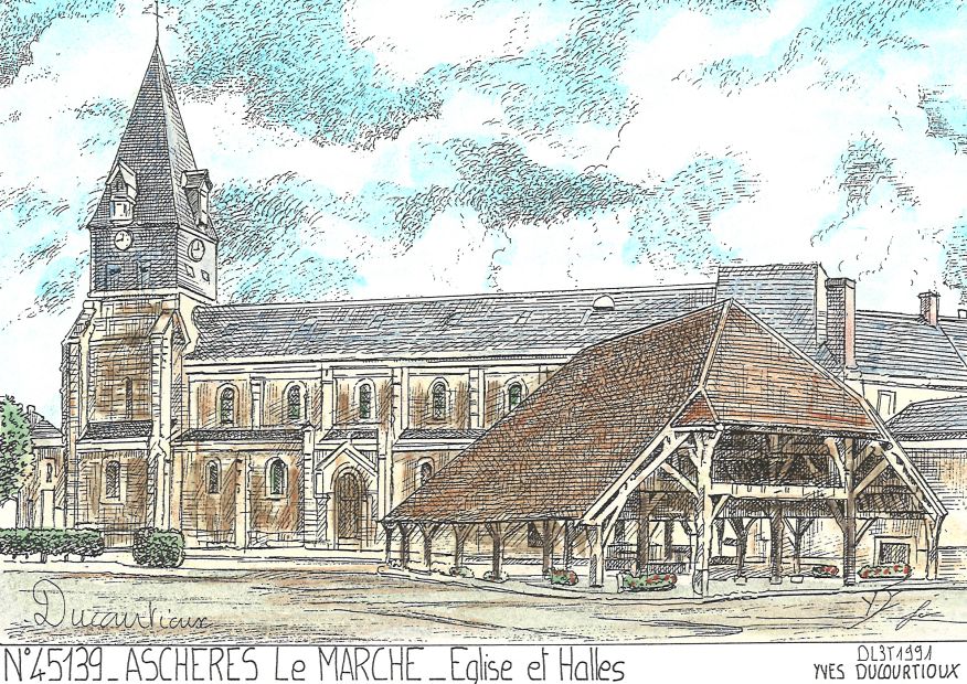 N 45139 - ASCHERES LE MARCHE - église et halles