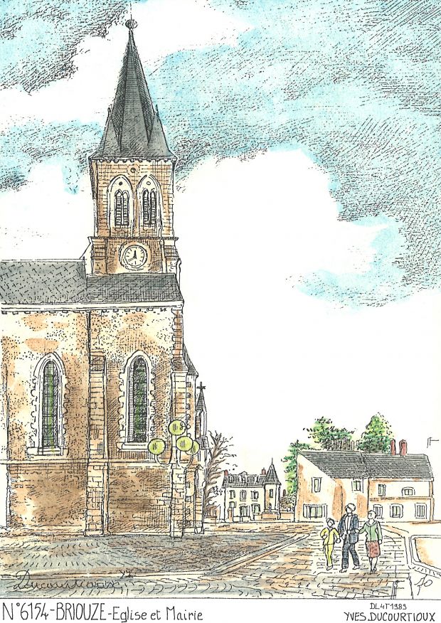 N 61054 - BRIOUZE - église et mairie
