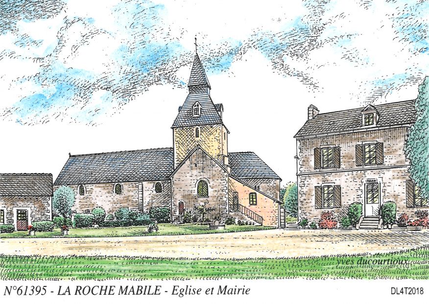 N 61395 - LA ROCHE MABILE - église et mairie