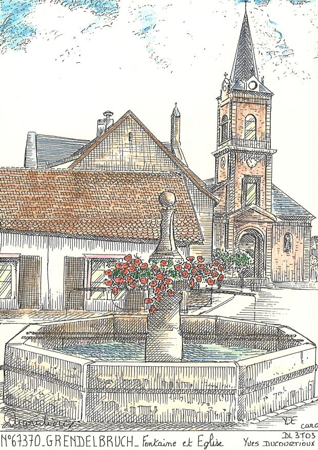 N 67370 - GRENDELBRUCH - fontaine et église