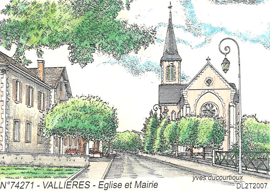 N 74271 - VALLIERES - église et mairie