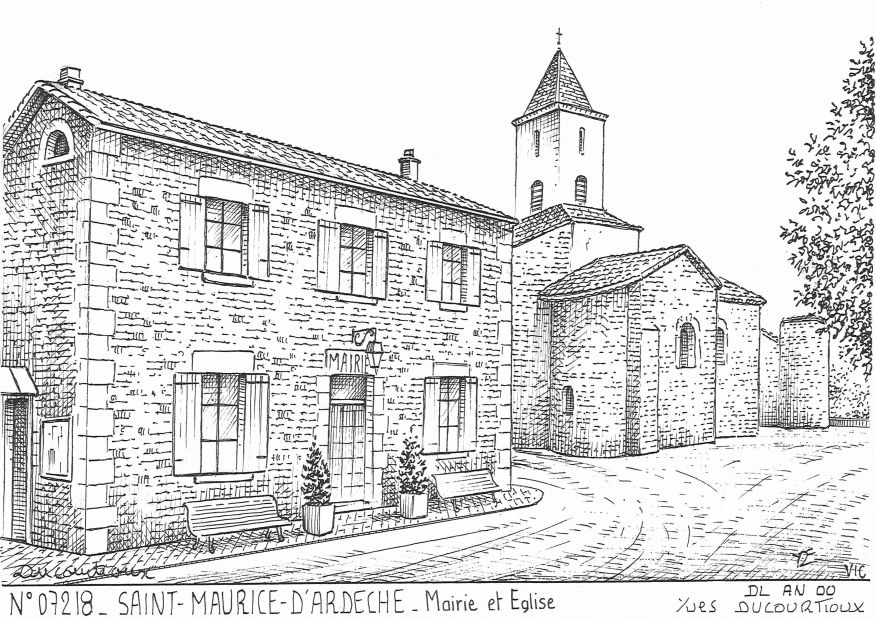 Souvenirs ST MAURICE D ARDECHE - mairie et glise