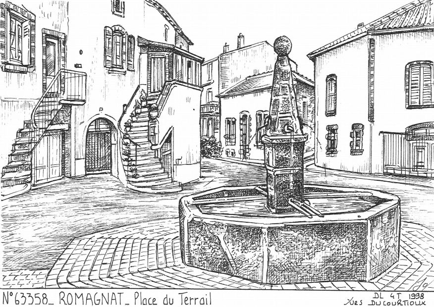 Cartes postales ROMAGNAT - place du terrail