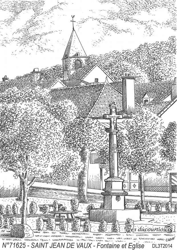 Souvenirs ST JEAN DE VAUX - fontaine et �glise