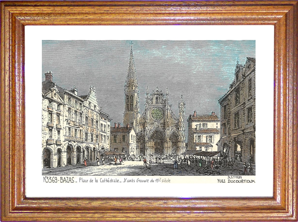 N 33069 - BAZAS - place de la cathédrale (d'aprs gravure ancienne)