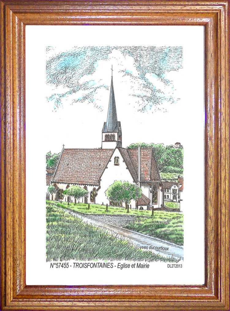 N 57455 - TROISFONTAINES - église et mairie