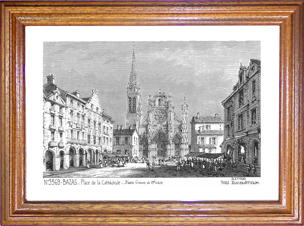 N 33069 - BAZAS - place de la cathédrale (d'aprs gravure ancienne)