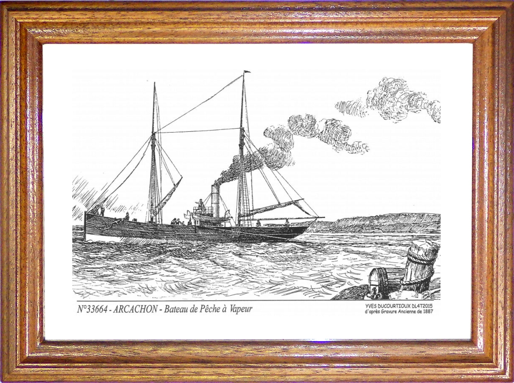 N 33664 - ARCACHON - bateau de pêche à vapeur (d'aprs gravure ancienne)